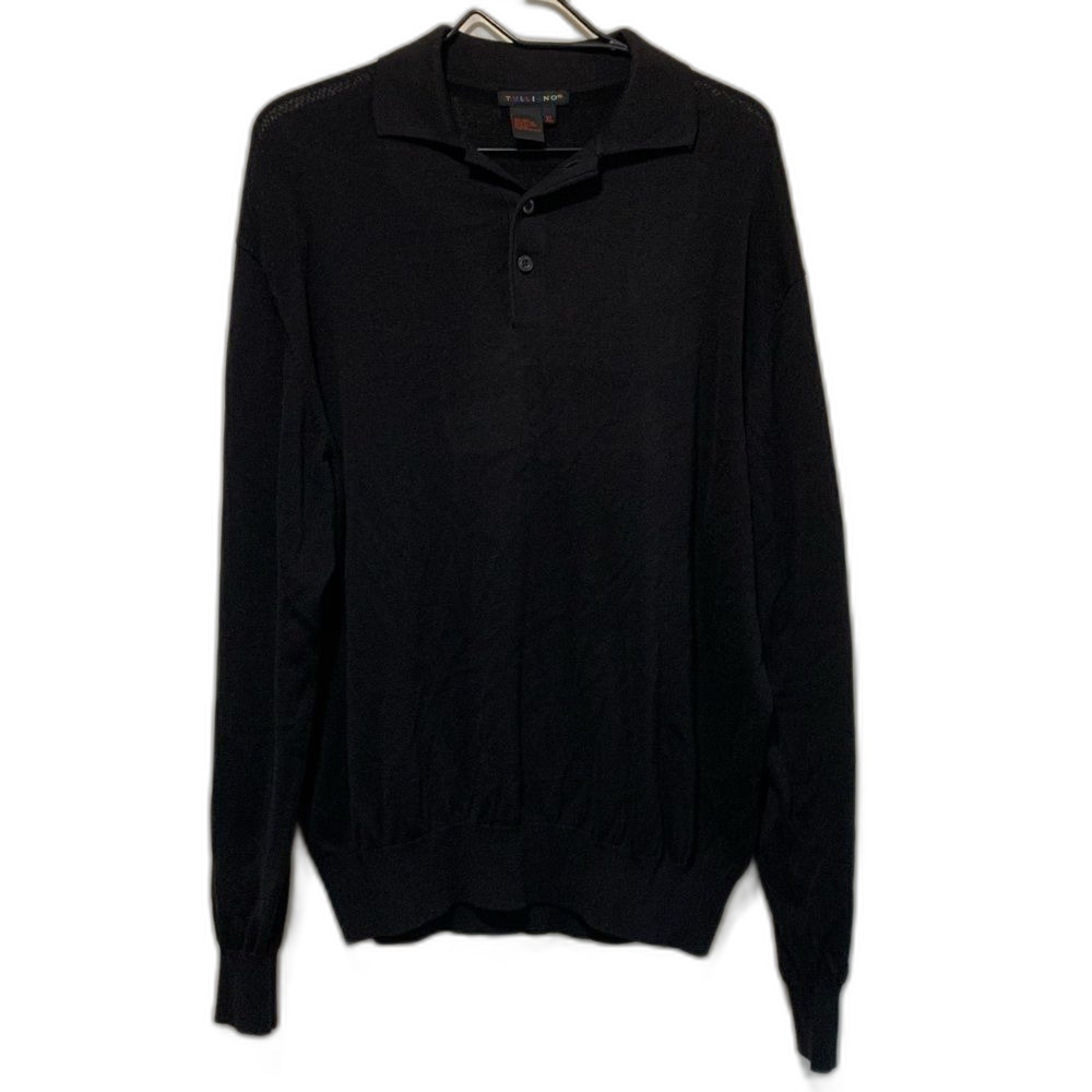 Tulliano Black silk cotton Henley  Sweater XL